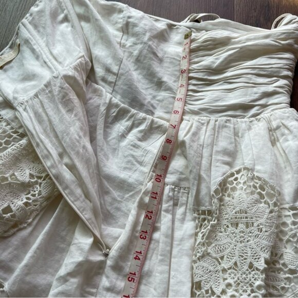 Ulla Johnson Savannah crochet trim halterneck mini dress cotton linen Lace Sz 6 - Picture 16 of 16